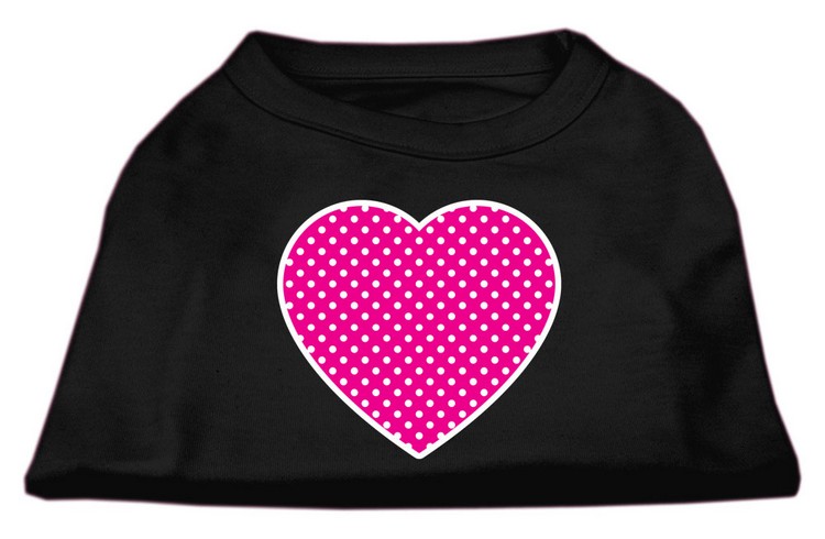 Pink Swiss Dot Heart Screen Print Shirt Black XS